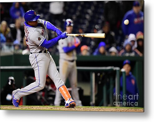 Yoenis Cespedes Metal Print featuring the photograph Yoenis Cespedes and Juan Lagares by Patrick Mcdermott