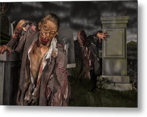 Wound Metal Print featuring the photograph Zombies in the graveyard by Inhauscreative