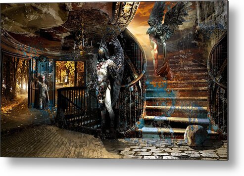 Angel Grim Reaper Femida Metal Print featuring the digital art Stairway to Heaven vs. Stairwell to Hell by George Grie