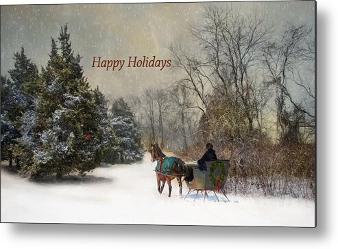 Horse Metal Print featuring the photograph The Christmas Sleigh #1 by Robin-Lee Vieira
