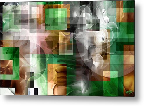 Abstract Metal Print featuring the painting Abstract in Green by Curtiss Shaffer