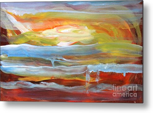 Abstract Metal Print featuring the painting Anarchist Sunset by Anne Cameron Cutri