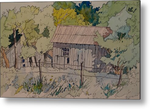 Barns Metal Print featuring the painting Anderson Barns by Terry Holliday