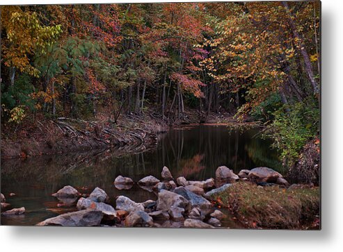 Autumn Metal Print featuring the photograph Autumn Leaves Reflecting In the Stream by Todd Aaron