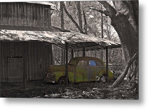 Car Metal Print featuring the photograph Barn and Fleetmaster by Deborah Smith