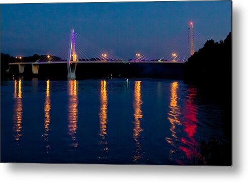 Wire Metal Print featuring the photograph Bridge at night by Jonny D
