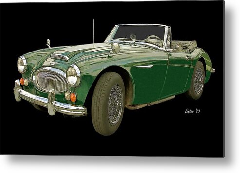 Austin Healey 3000 Metal Print featuring the digital art British Racing Green by Larry Linton