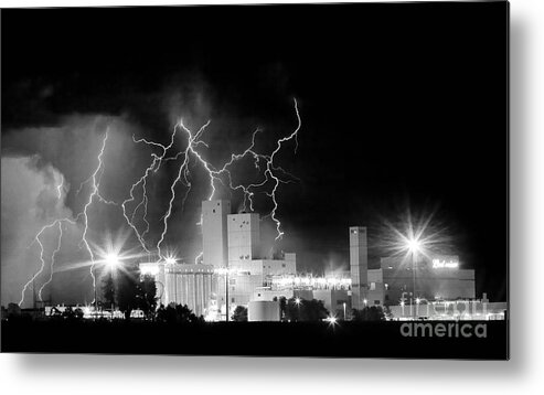  Lightning Metal Print featuring the photograph Budweiser Lightning Thunderstorm Moving Out BW Pano by James BO Insogna