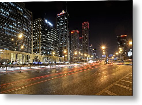 central Business District Metal Print featuring the photograph Busy Beijing Night - Central Business District by Brendan Reals