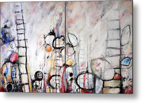 Diptych Metal Print featuring the painting Transience by Mary C Farrenkopf