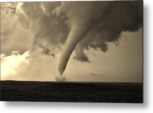 Tornado Metal Print featuring the photograph Campo Tornado Black and White by Ed Sweeney