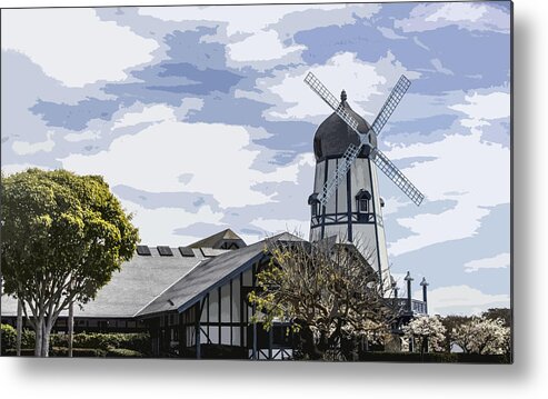 Carlsbad California Metal Print featuring the digital art Carlsbad Windmill by Photographic Art by Russel Ray Photos