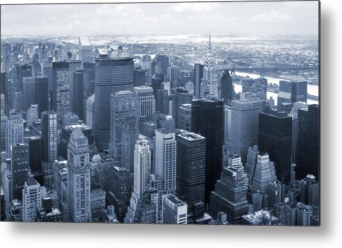 New York City Metal Print featuring the photograph City In Blue by Mike McGlothlen