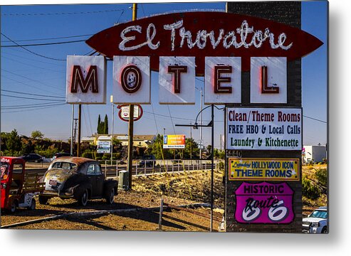 Route 66 Metal Print featuring the photograph El Trovatore Motel by Angus HOOPER III