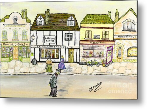 Mixed Media Metal Print featuring the painting High Street by Loredana Messina