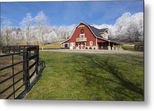 Barn Metal Print featuring the photograph Hoar Frosty Morning by Carl Amoth