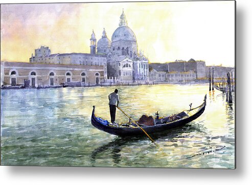 Watercolor Metal Print featuring the painting Italy Venice Morning by Yuriy Shevchuk