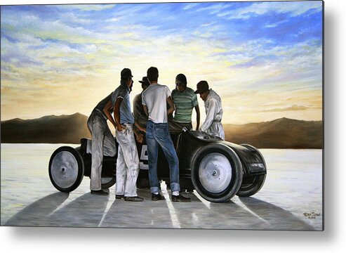Hot Rod Metal Print featuring the painting Lakester at Dawn by Ruben Duran