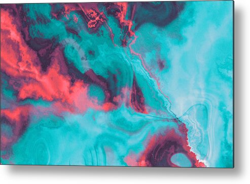Art Metal Print featuring the photograph Liguid watercolor and ink abstract colored painting by Oxygen