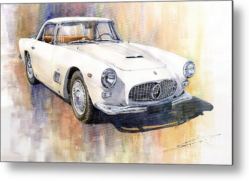 Automotive Metal Print featuring the painting Maserati 3500GT Coupe by Yuriy Shevchuk