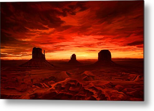 Sunset Metal Print featuring the painting Monument Valley Sunset by Tim Gilliland