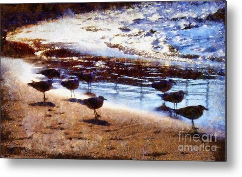 Birds Metal Print featuring the photograph Sandpiper Brigade by Janine Riley