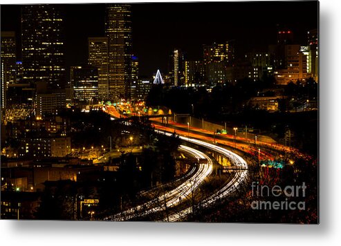 Lights Metal Print featuring the photograph Seattle Light Trails by Rod Best