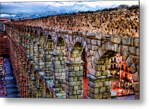 Segovia Metal Print featuring the photograph Segovia Aqueduct Spain By Diana Sainz by Diana Raquel Sainz