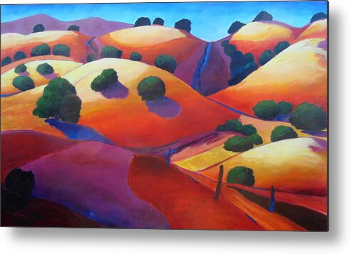 Landscape Metal Print featuring the painting Sunset on Rollers by Gary Coleman