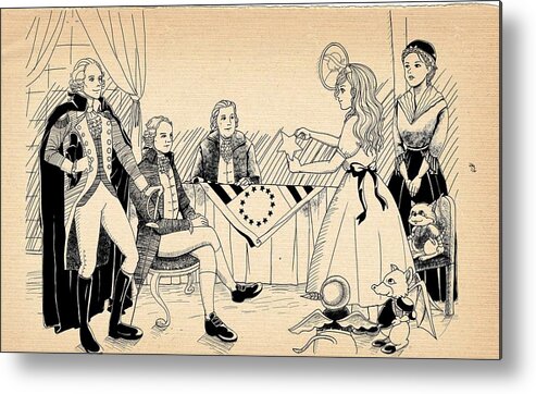 Wurtherington Metal Print featuring the drawing Tammy meets Betsy Ross by Reynold Jay