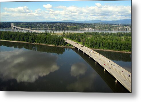 Landscape Metal Print featuring the photograph Oregon Bridge from Above by Bob Slitzan