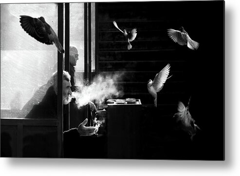 Istanbul Metal Print featuring the photograph The Man Of Pigeons by Juan Luis Duran