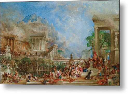 The Sack Of Corinth Metal Print featuring the painting The Sack of Corinth by Thomas Allom