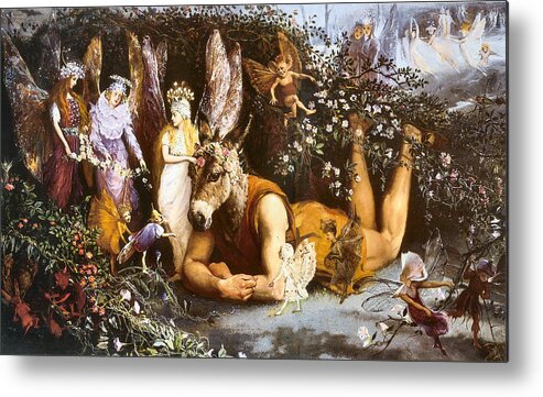  Titania And Bottom Metal Print featuring the digital art Titania And Bottom by John Anster Fizgerald