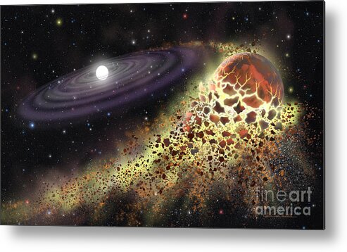 Lynette Cook Metal Print featuring the painting White Dwarf Shredding a Planet by Lynette Cook