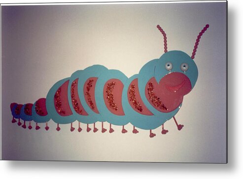 Caterpillar Metal Print featuring the mixed media Caterpillar #1 by Val Oconnor