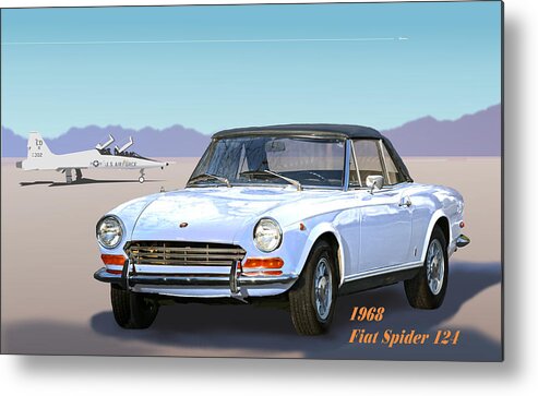 Fiat Metal Print featuring the digital art 1968 Fiat Spider 124 by Robert Bissett