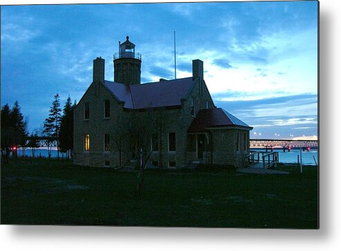 Old Mackinac Point Lighthouse Metal Print featuring the photograph Old Mackinac Point Lighthouse at Dusk by Keith Stokes