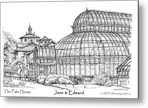 Palm Metal Print featuring the drawing The Palm House for Jane and Edward by Building Art