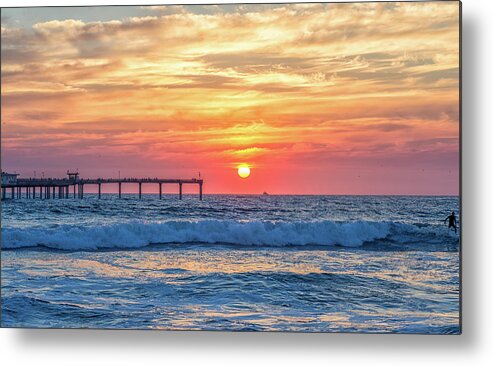 San Diego Metal Print featuring the photograph Last Wave Of The Day Ocean Beach San Diego Coast by Joseph S Giacalone