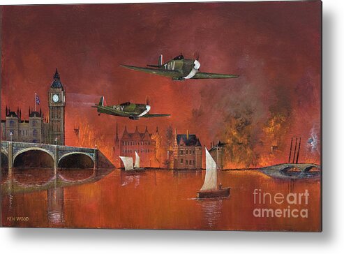 Spitfire Metal Print featuring the painting Undefeated, London, England by Ken Wood