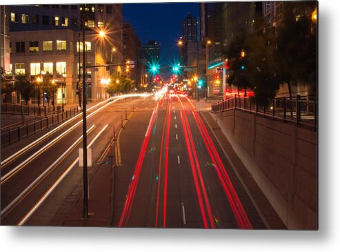 Long Exposure Metal Print featuring the photograph 15th Street by Stephen Holst