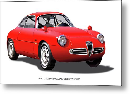 Alfa Romeo Zagato Giulietta Sprint Image Metal Print featuring the digital art 1960 Alfa Romeo Zagato Giulietta Sprint by Alain Jamar