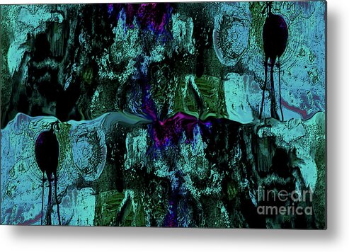 Abstract Metal Print featuring the digital art Abstract Aqua by Ankeeta Bansal