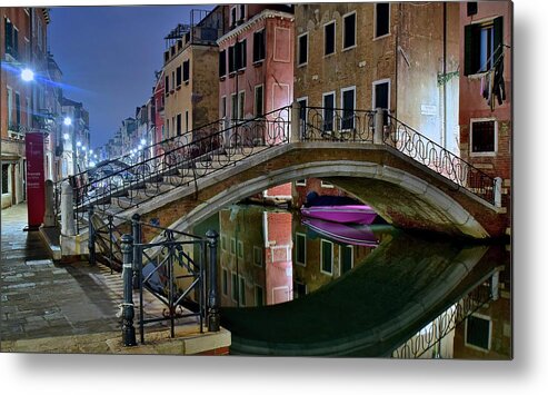 Venice Metal Print featuring the photograph Arch Bridge in Venice by Frozen in Time Fine Art Photography