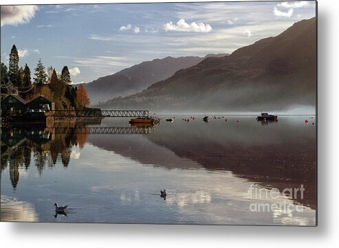 Lochgoilhead Metal Print featuring the photograph Autumn Mist on Loch Goil Argyll by Lynn Bolt