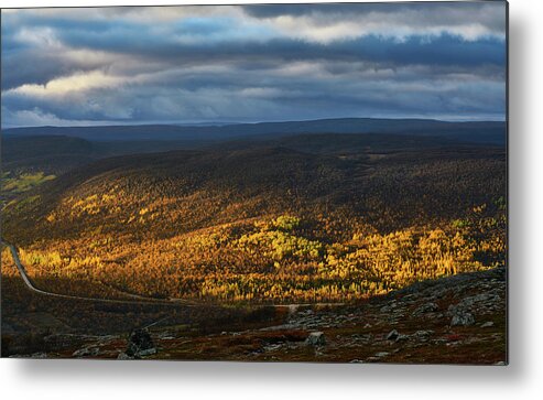 Sun Rays Metal Print featuring the photograph Autumnal River Valley by Pekka Sammallahti