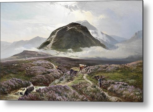Sidney Richard Percy - Carn Dearg And Ben Nevis From Achintee 1874 Metal Print featuring the painting Ben Nevis from Achintee by MotionAge Designs