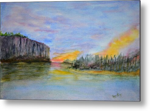 Sunset Metal Print featuring the painting Bluffs at Sunset by Peggy King