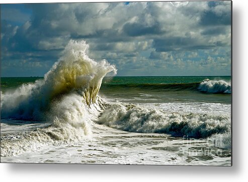 Breakwater Metal Print featuring the photograph Breakwater Backwash by Michael Cinnamond